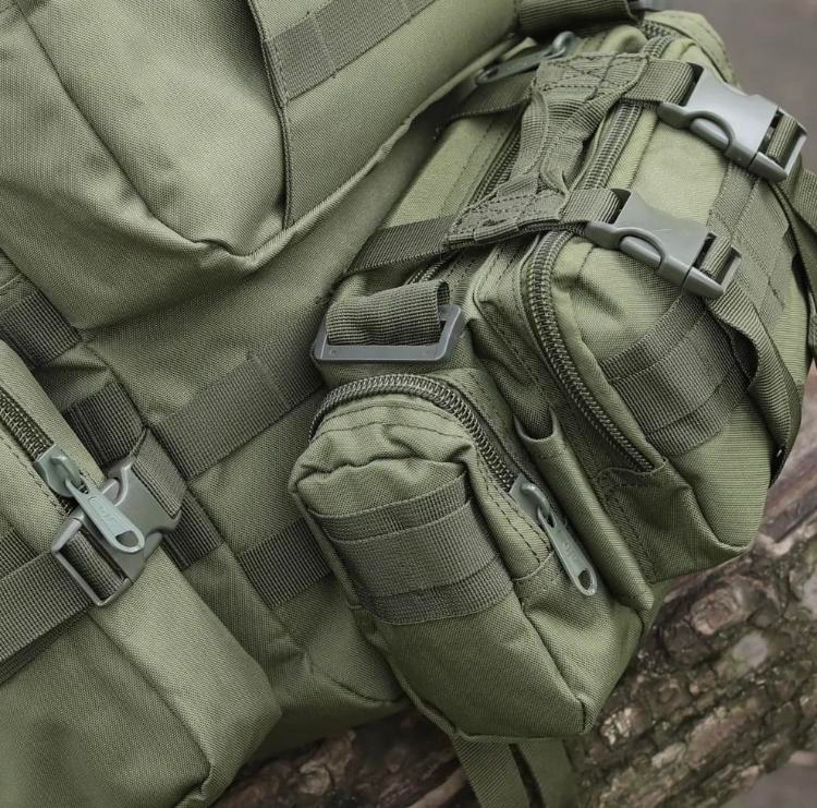 Військово-тактичний рюкзак Molle Assault 55 L+ 3 органайзери Олива