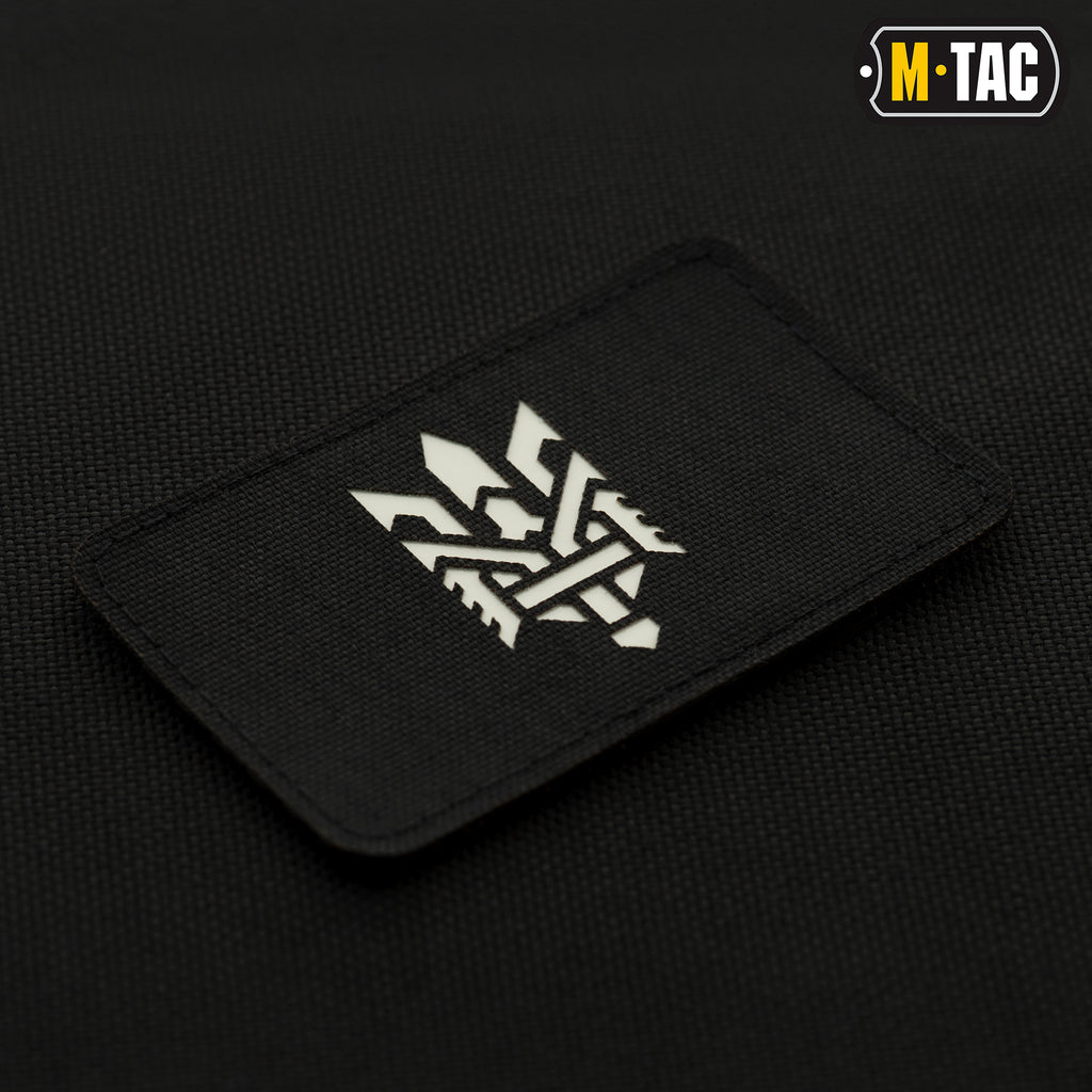 M-Tac нашивка Тризуб (стилізація) Laser Cut горизонтальна Black/світлонакопичувач