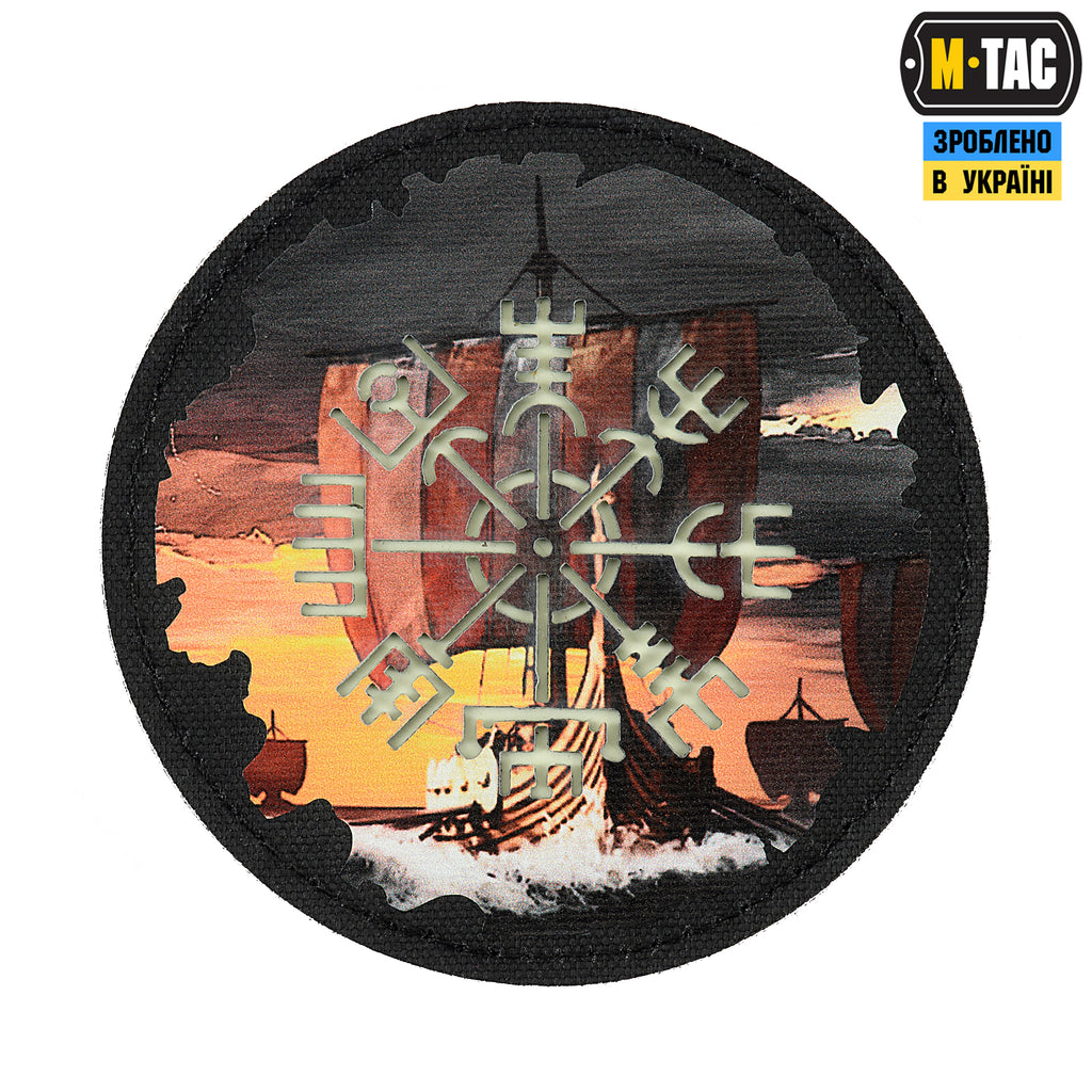 M-Tac нашивка Вегвізир/Драккар кругла (80 мм) Black/GID