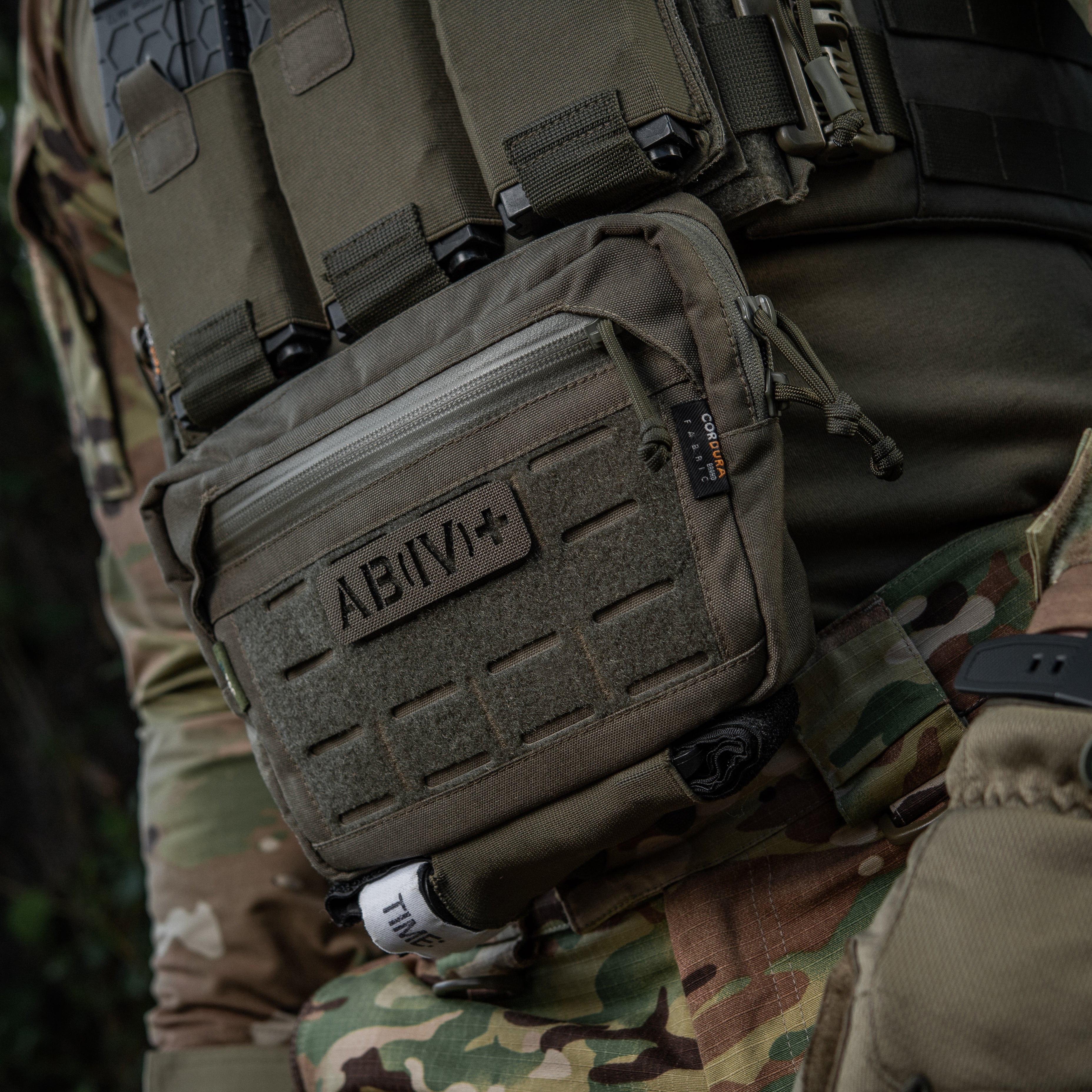 M-Tac нашивка група крові AB (IV) + наскрізна Laser Cut 25х80 Ranger Green