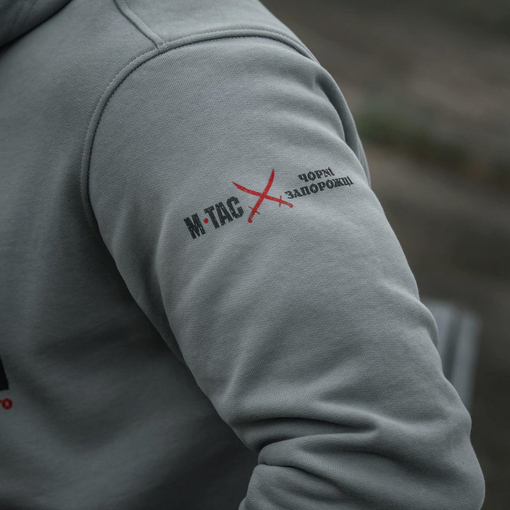 M-Tac кофта Hoodie Чорні Запорожці Cotton Hard Light Grey
