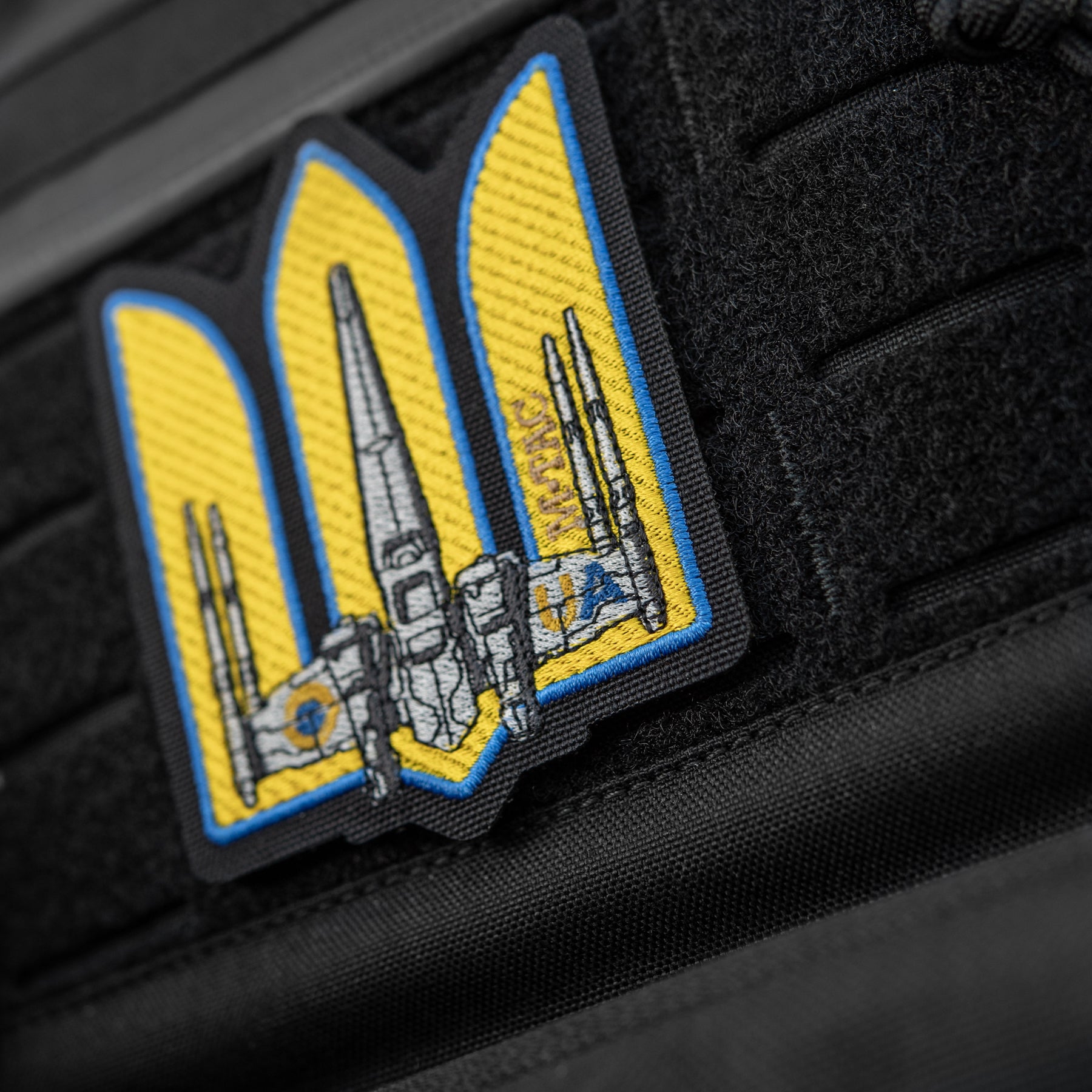M-Tac нашивка Тризуб UA-Wing (вишивка) Black