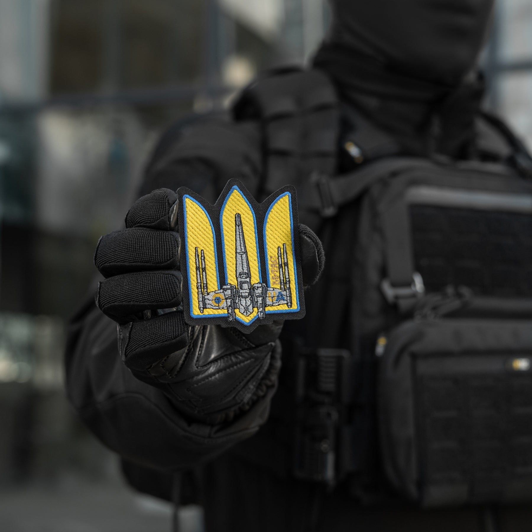 M-Tac нашивка Тризуб UA-Wing (вишивка) Black