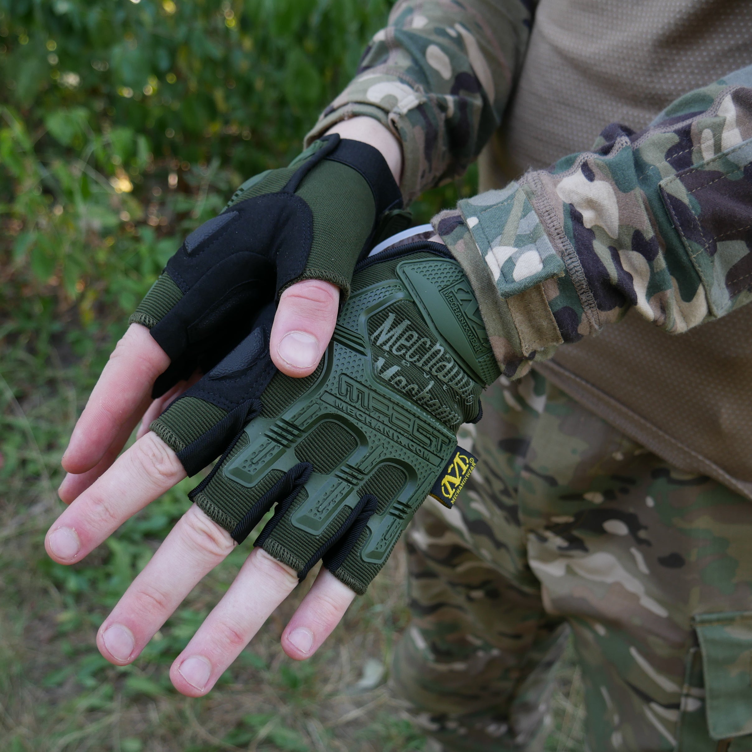 Безпалі рукавиці олива Mechanix MXK-2