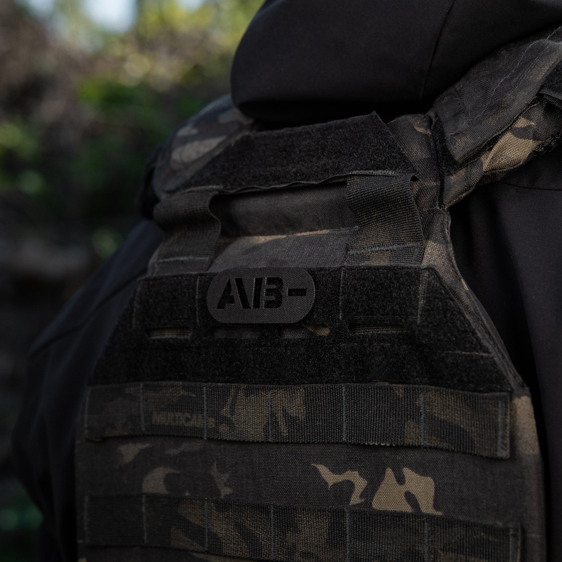 M-Tac нашивка група крові AB- наскрізна Laser Cut Black