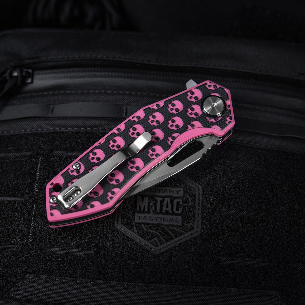 M-Tac ніж складний Type 12 Skull Black/Pink/Steel