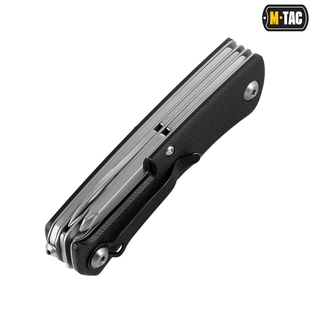 M-Tac ніж складаний Type 9 (6 інструментів) Black/Steel