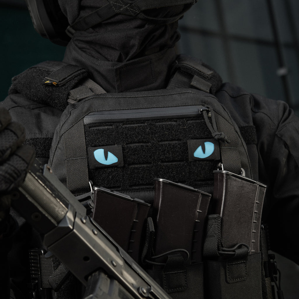 M-Tac нашивка Tiger Eyes Laser Cut (пара) Black/Blue/GID