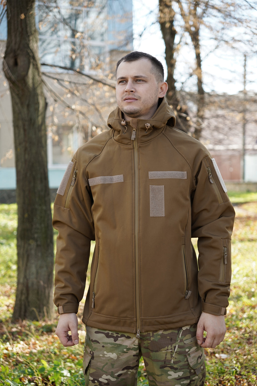 Куртка Windproof Softshell вітрозахисна (койот), водостійка, фліс 320 г/м²