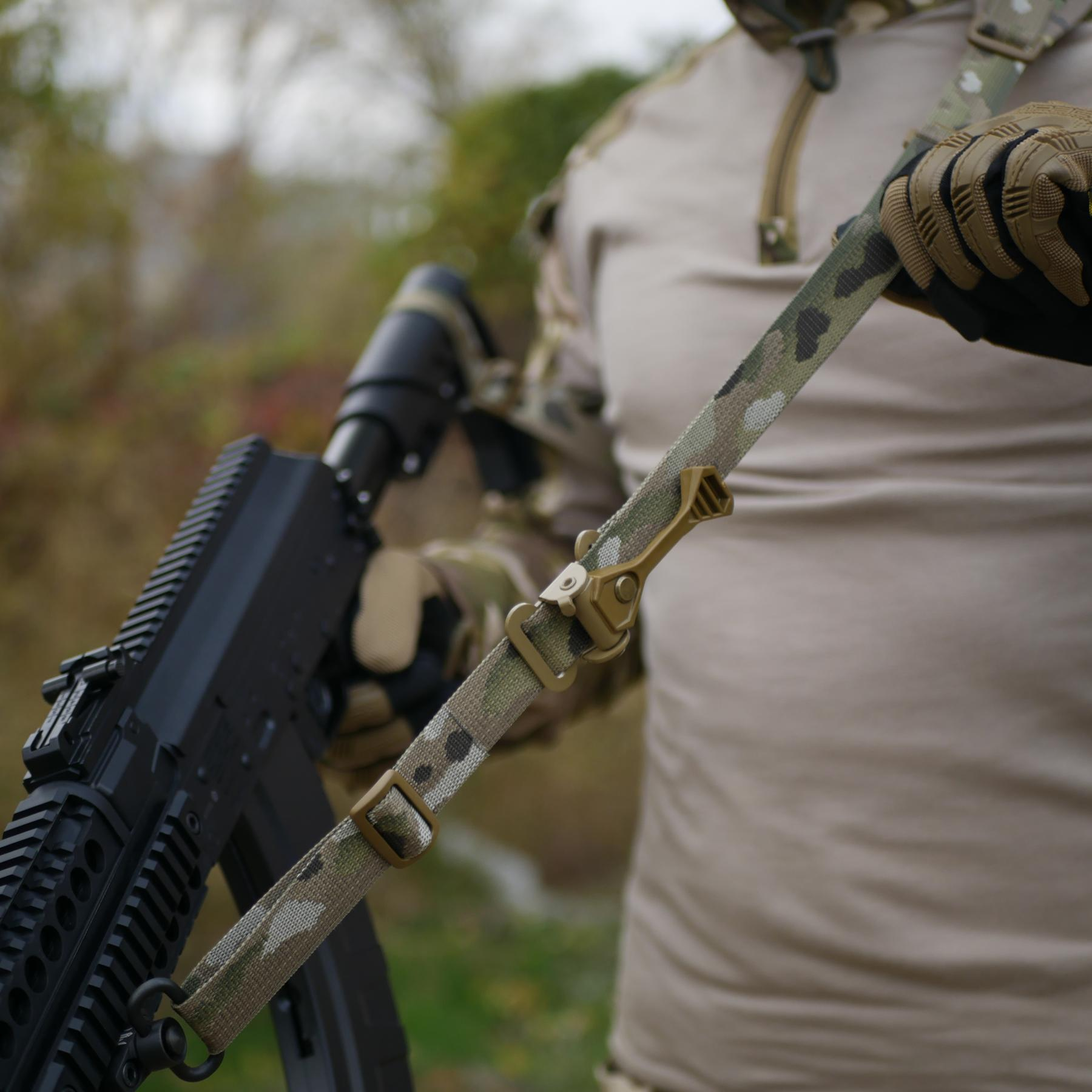 Двоточковий збройовий ремінь з QD антабками M-lok та швидким регулюванням Multicam USA