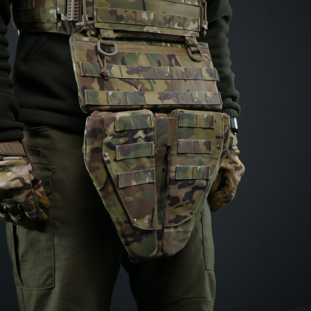 Захист паху (напашник) потрійний Kiborg з балістичним пакетом 1 клас захисту Militex Multicam