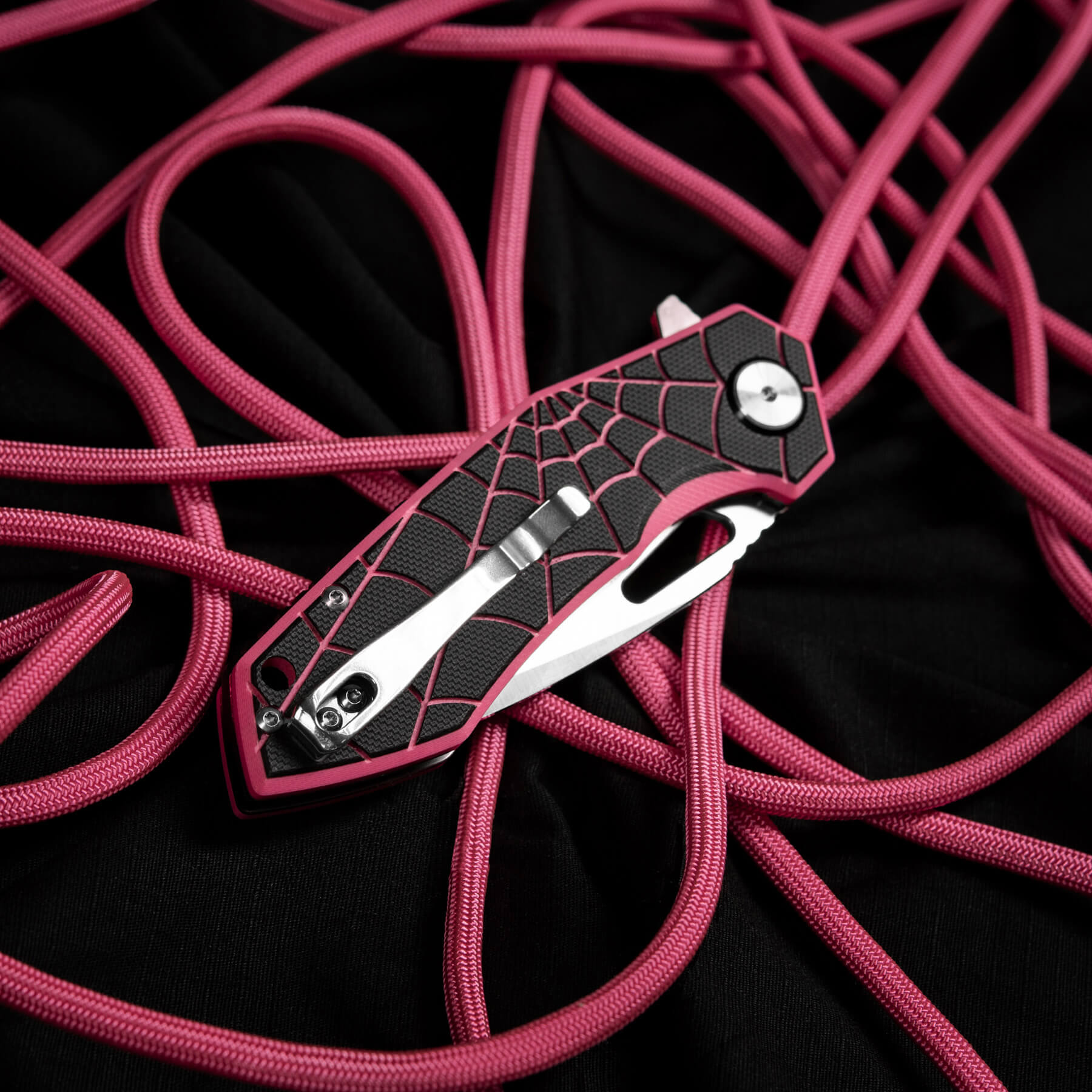 M-Tac ніж складний Type 12 Spider Web Black/Pink/Steel