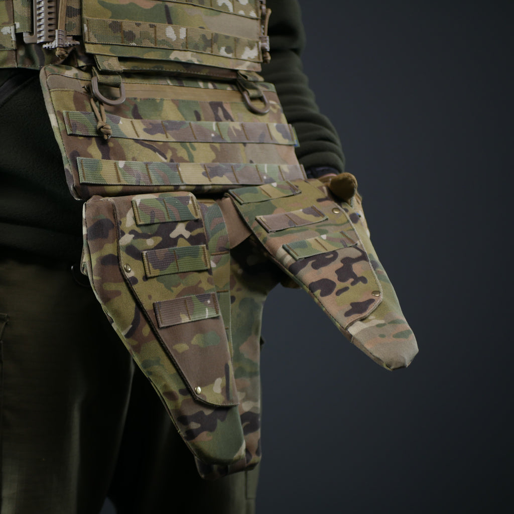 Захист паху (напашник) потрійний Kiborg з балістичним пакетом 1 клас захисту Militex Multicam