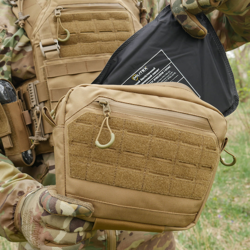 Сумка-напашник XL з балістичним пакетом 1 клас захисту Kiborg GU Сordura Coyote