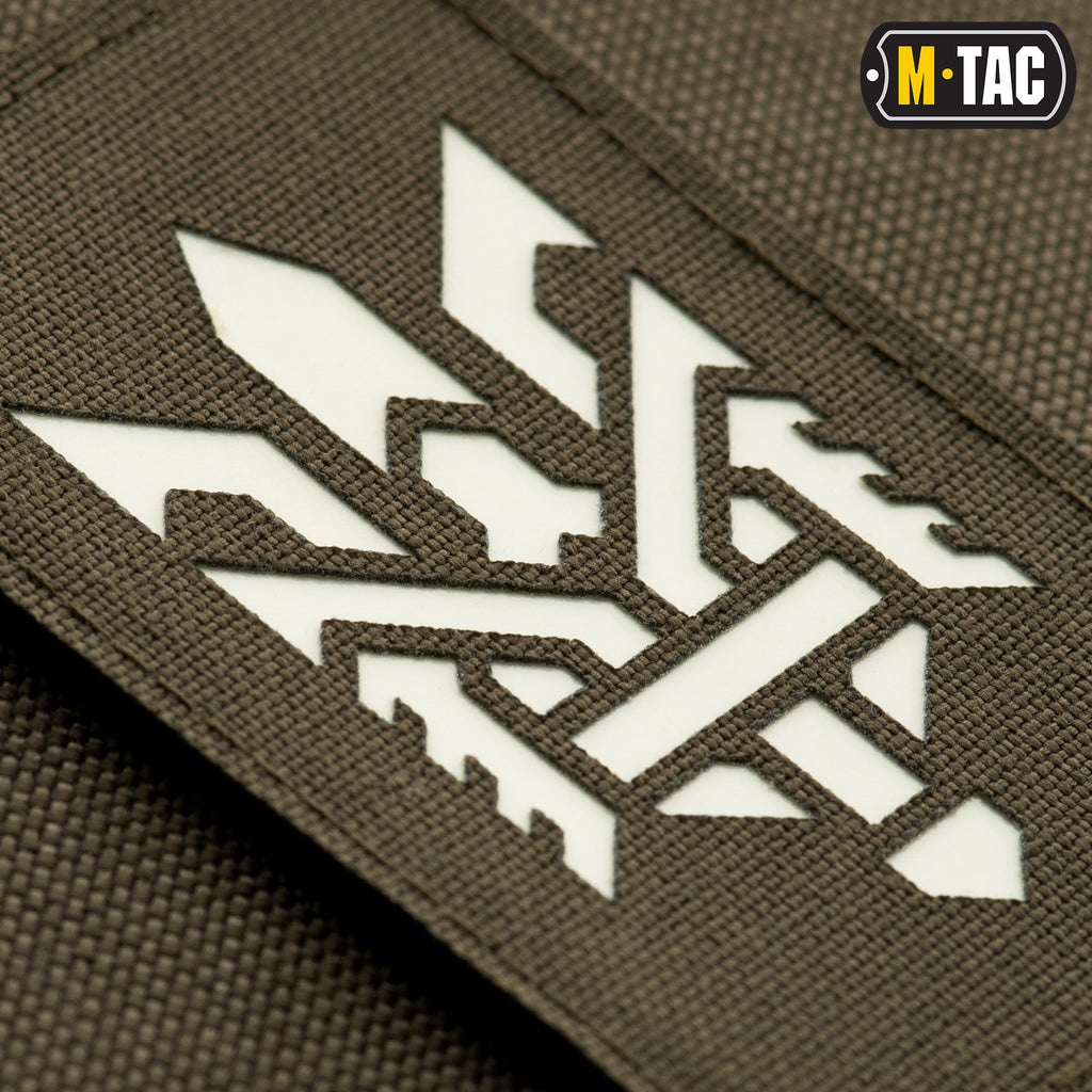 M-Tac нашивка Тризуб (стилізація) Laser Cut вертикальна Ranger Green/світлонакопичувач