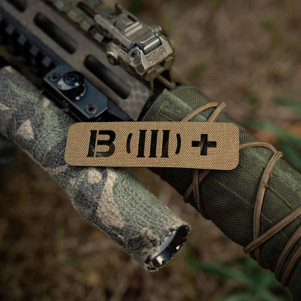 M-Tac нашивка група крові B (III) + наскрізна Laser Cut 25х80 Coyote
