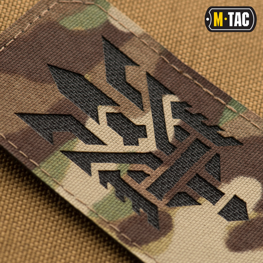 M-Tac нашивка Тризуб (стилізація) Laser Cut вертикальна Multicam/Black