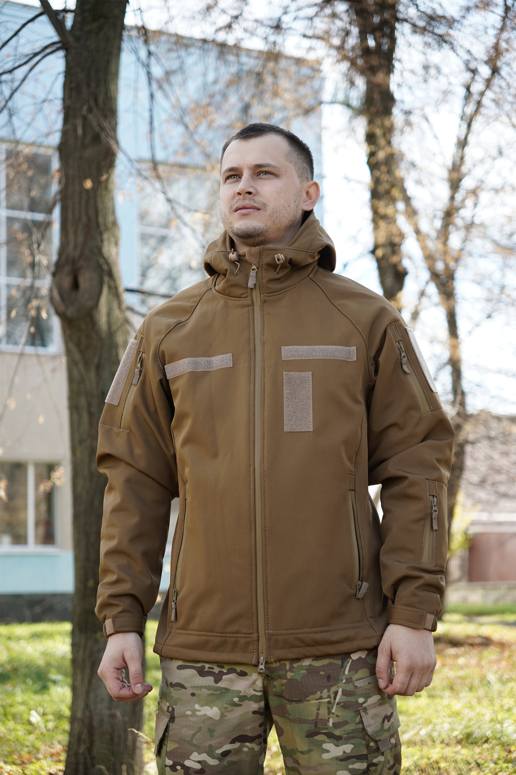 Куртка Windproof Softshell вітрозахисна (койот), водостійка, фліс 320 г/м²