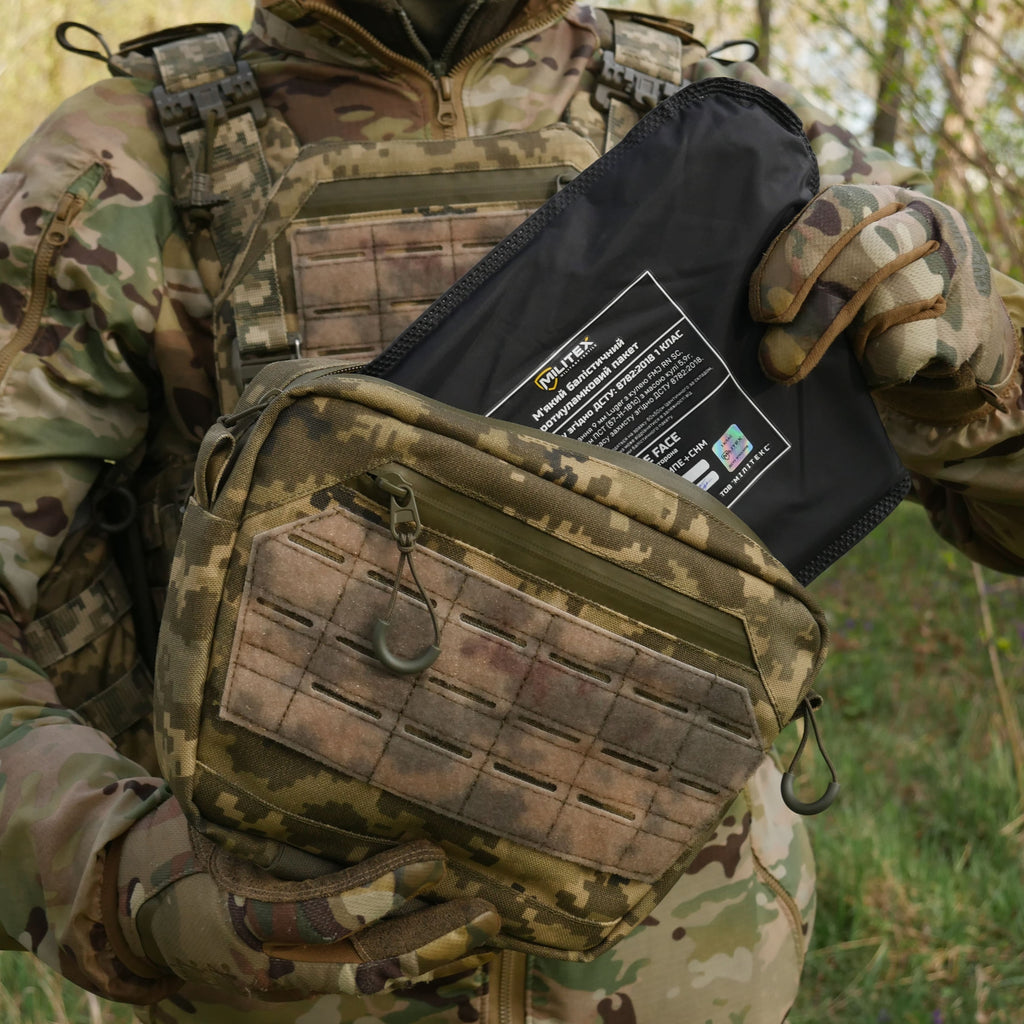 Сумка-напашник XL з балістичним пакетом 1 клас захисту Kiborg GU Сordura Pixel