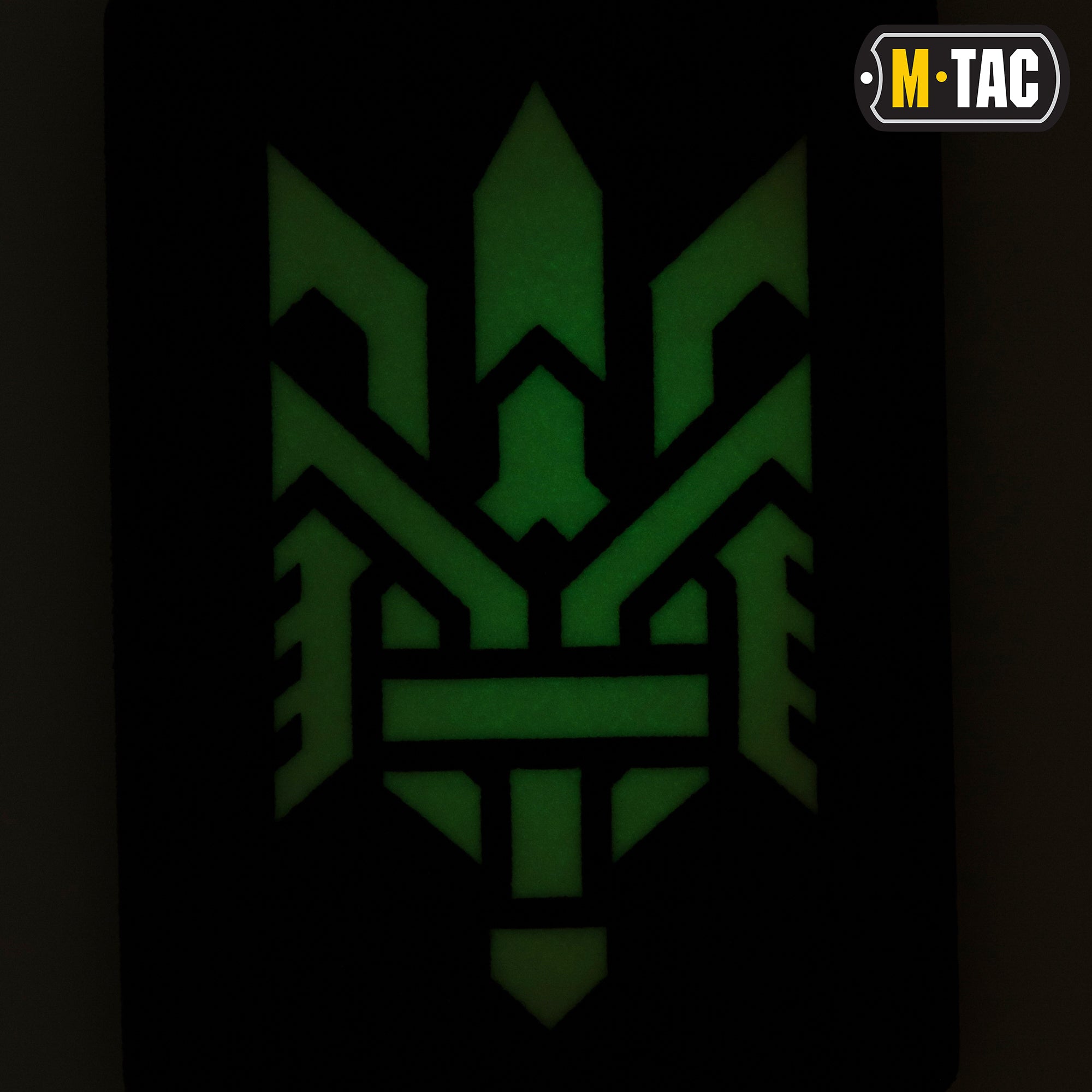 M-Tac нашивка Тризуб (стилізація) Laser Cut вертикальна Ranger Green/світлонакопичувач