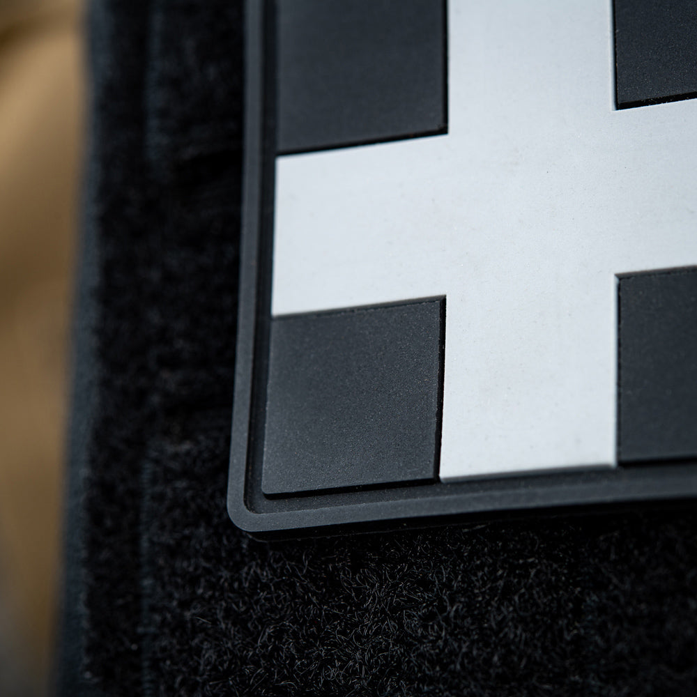 M-Tac нашивка Medic Cross Square ПВХ чорний/сірий