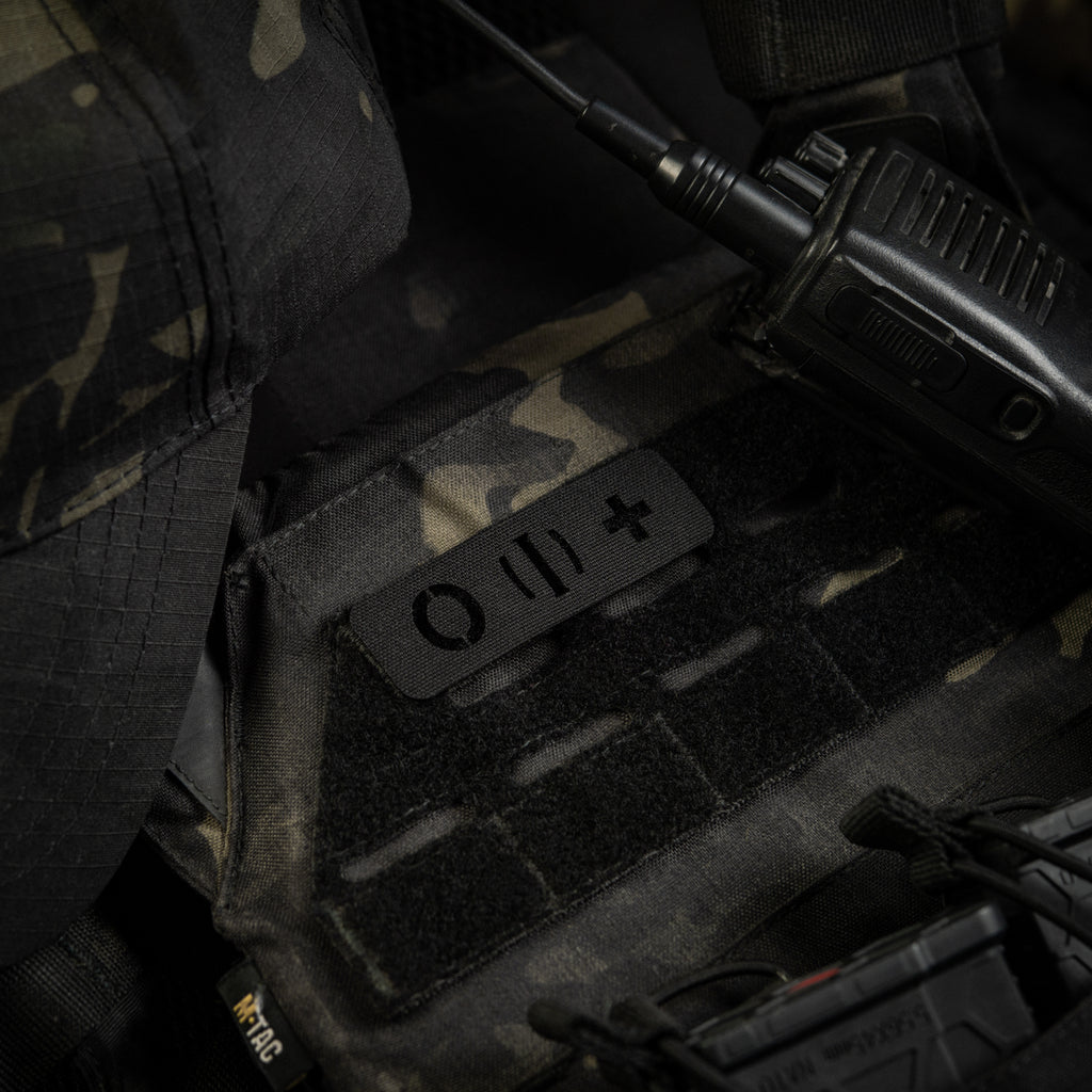 M-Tac нашивка група крові O (I) + наскрізна Laser Cut 25х80 Black
