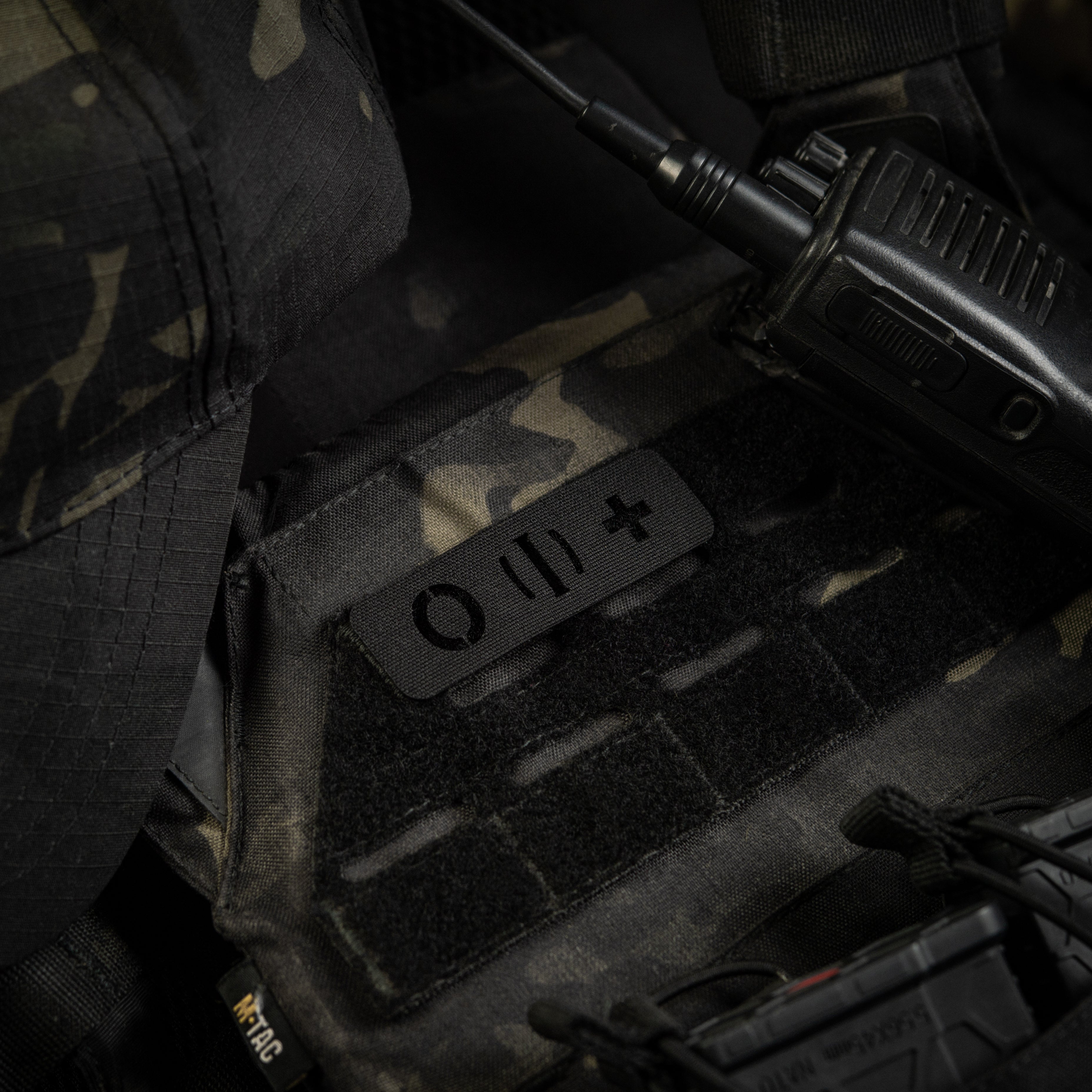 M-Tac нашивка група крові O (I) + наскрізна Laser Cut 25х80 Black