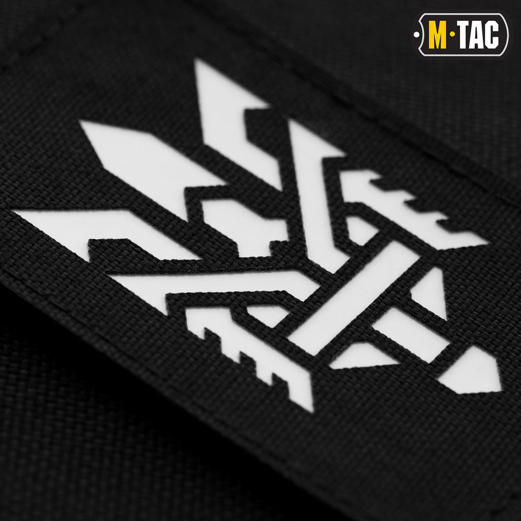 M-Tac нашивка Тризуб (стилізація) Laser Cut вертикальна Black/світлонакопичувач