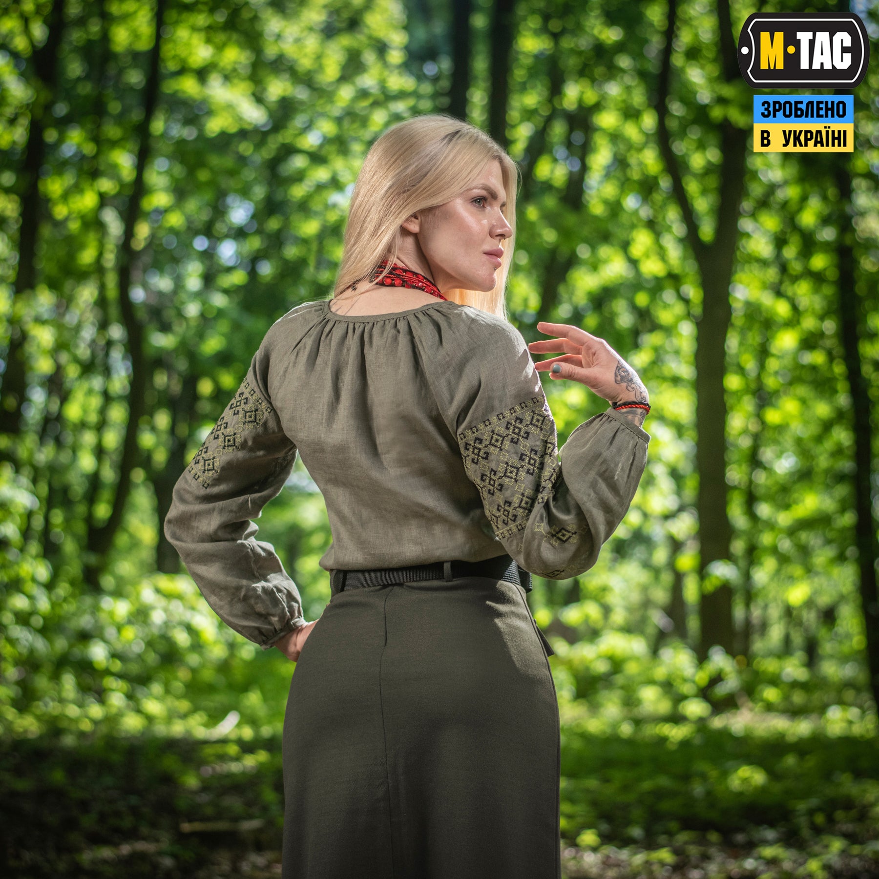 M-Tac вишиванка жіноча 100% льон олива