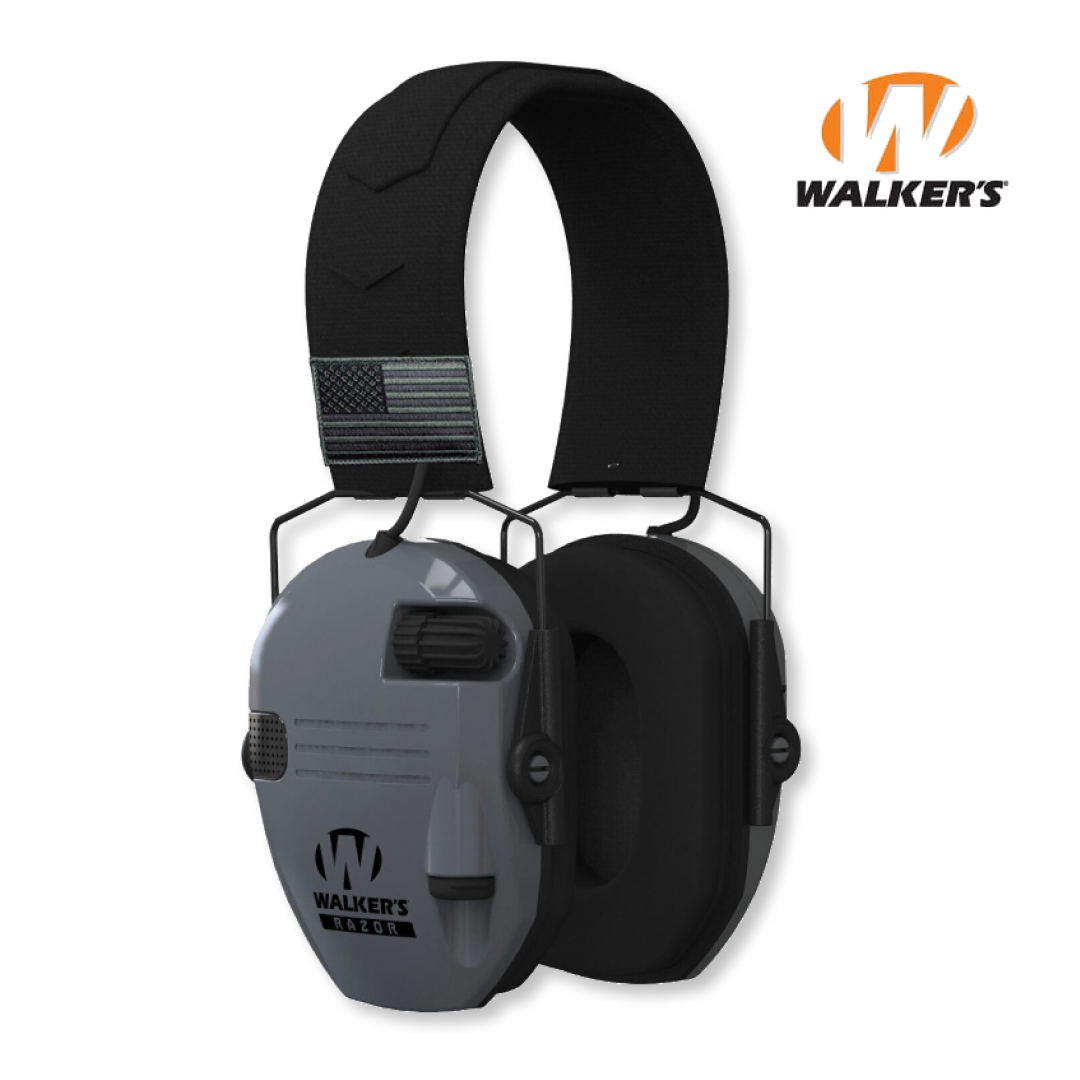 Шумоподавляючі активні навушники з патчами Walker's Razor Slim Patriot Original Сірий