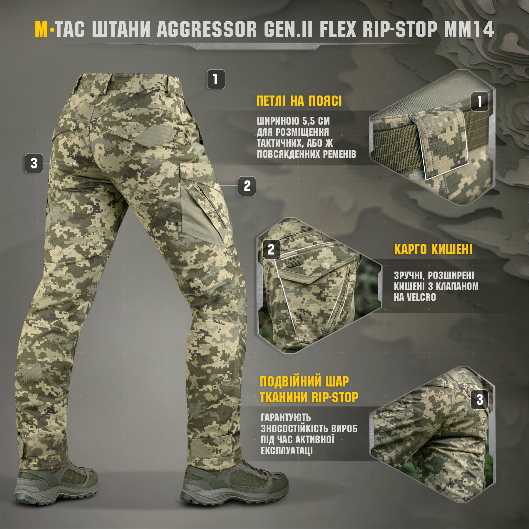 M-Tac штани Aggressor Gen.II Flex Rip-Stop MM14