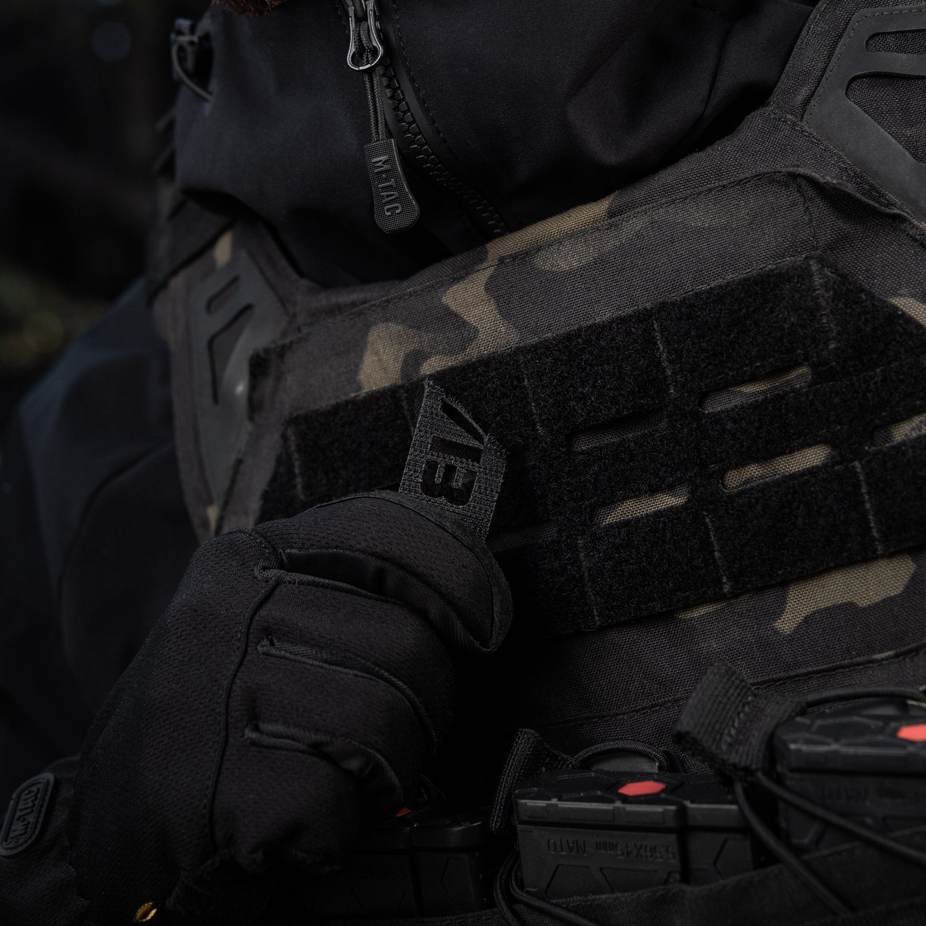 M-Tac нашивка група крові AB- наскрізна Laser Cut Black