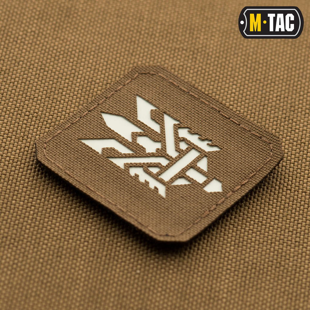 M-Tac нашивка Тризуб (стилізація) Laser Cut мала Coyote/світлонакопичувач