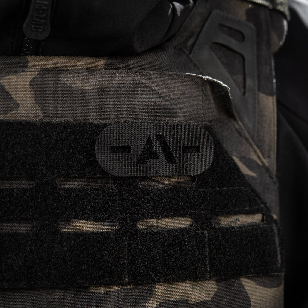 M-Tac нашивка група крові -A- наскрізна Laser Cut Black