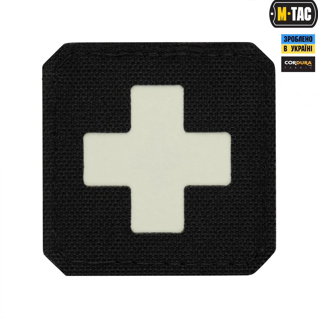 M-Tac нашивка Medic Cross Laser Cut Black/світлонакопичувач