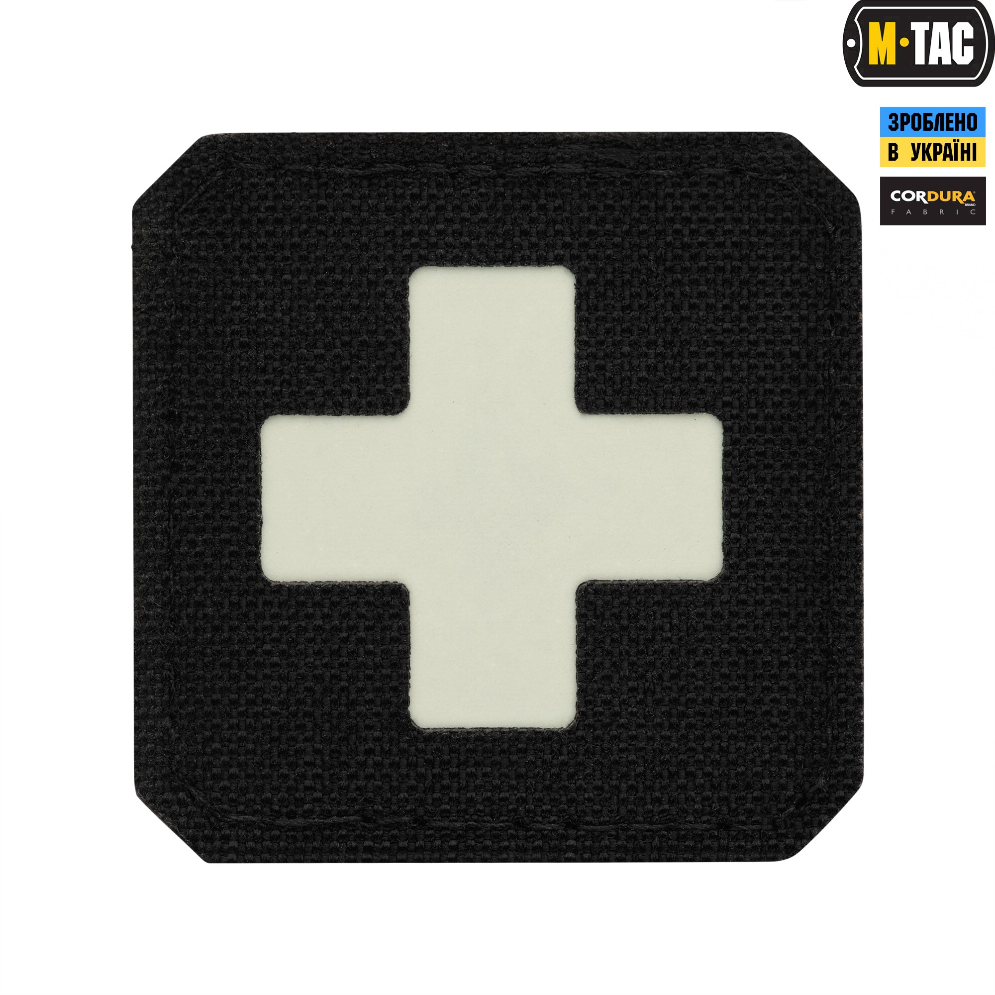 M-Tac нашивка Medic Cross Laser Cut Black/світлонакопичувач