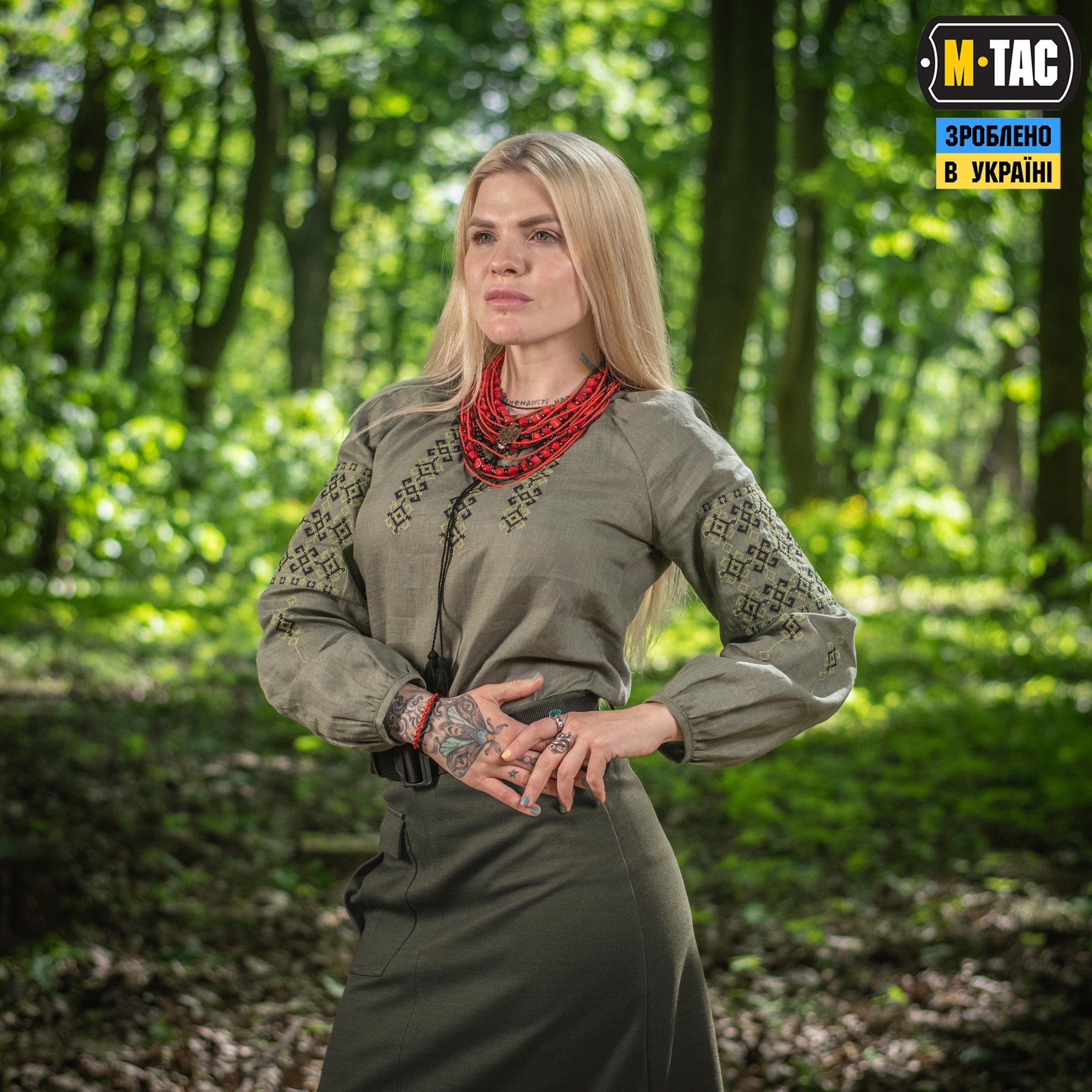 M-Tac вишиванка жіноча 100% льон олива