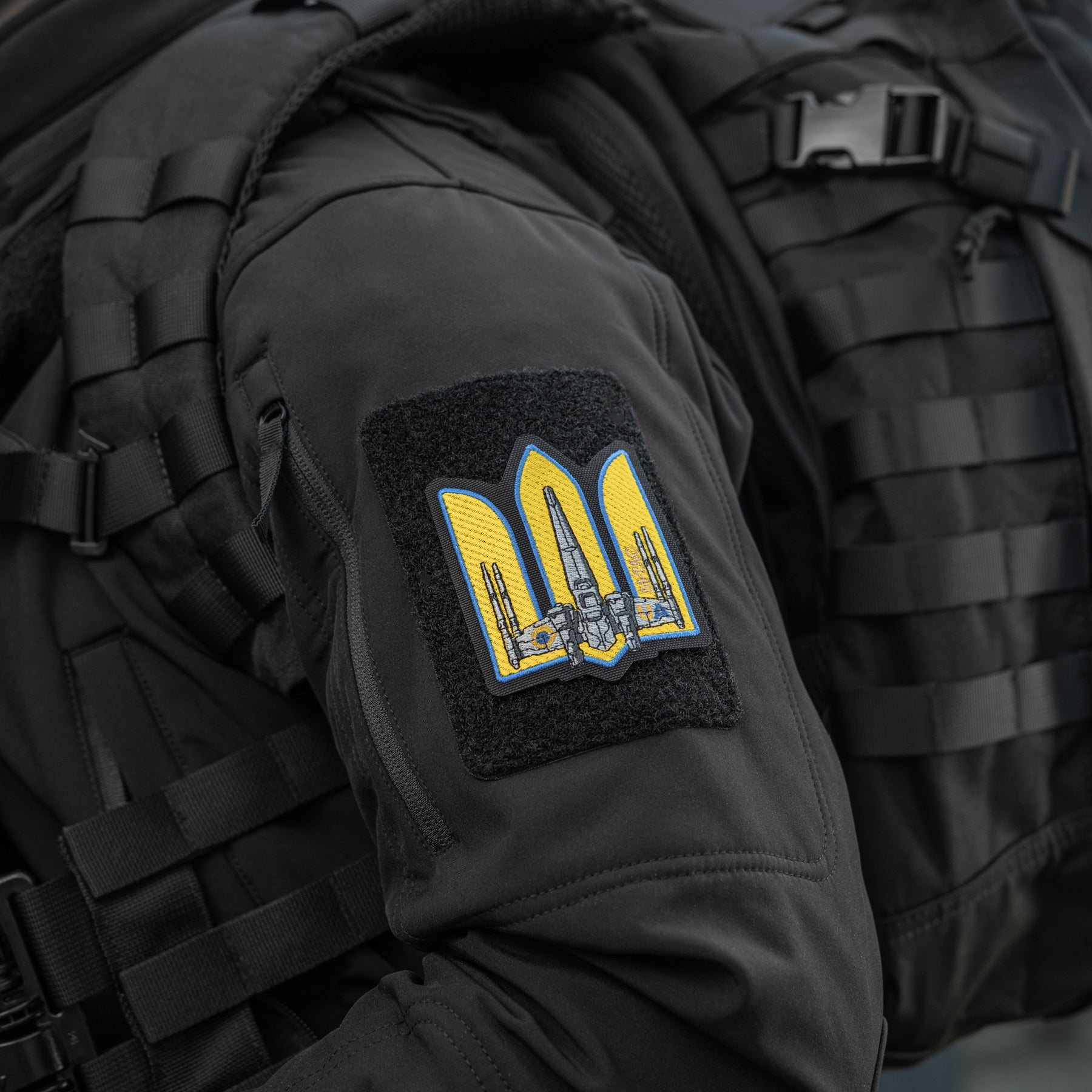 M-Tac нашивка Тризуб UA-Wing (вишивка) Black