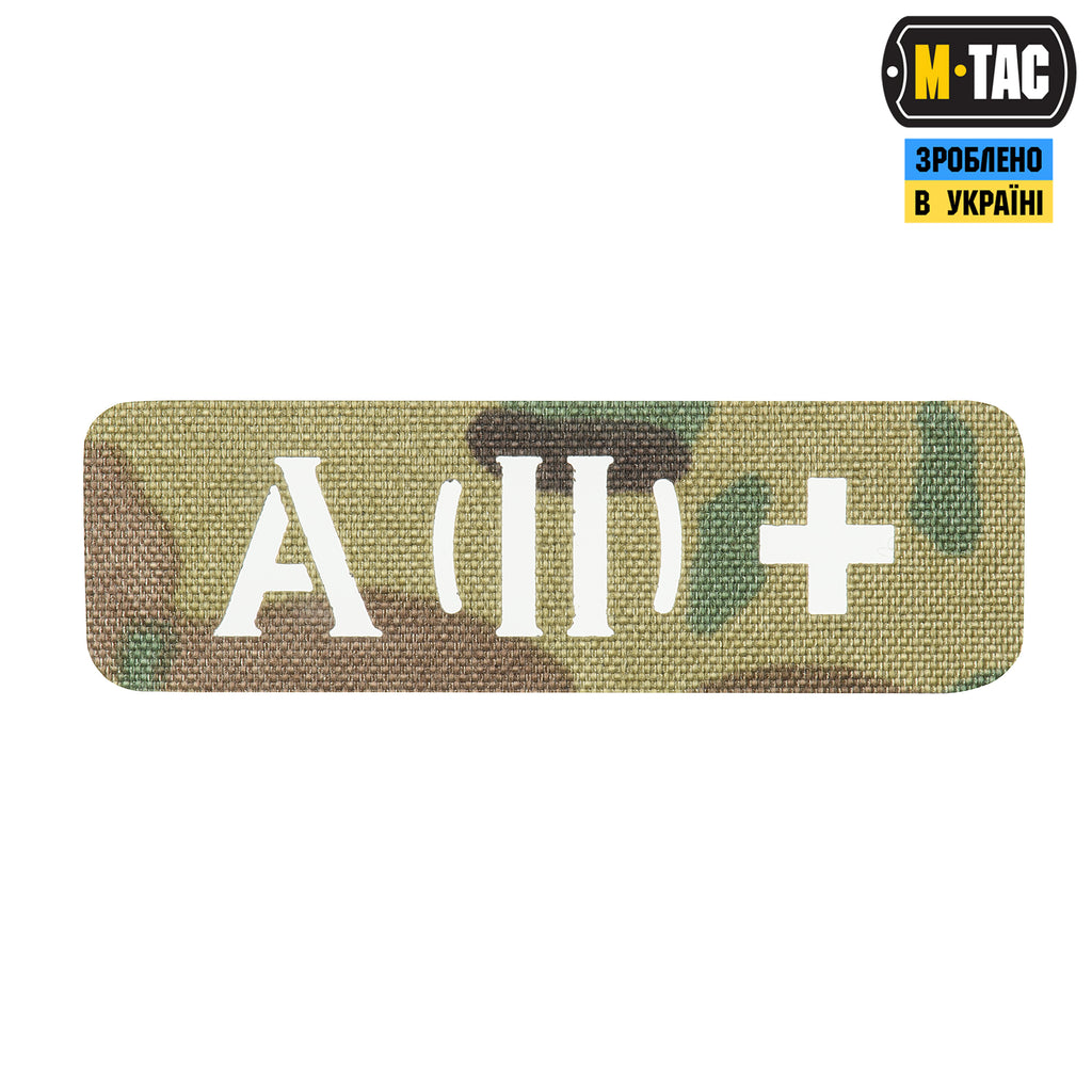 M-Tac нашивка група крові A (II) + наскрізна Laser Cut 25х80 Multicam