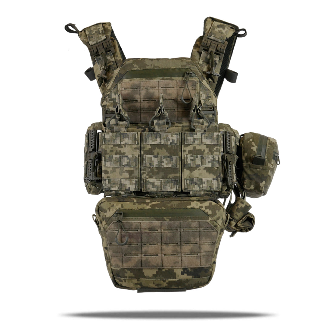 Комплект плитоноска Kiborg GU Gen.2 + 6 підсумків Піксель