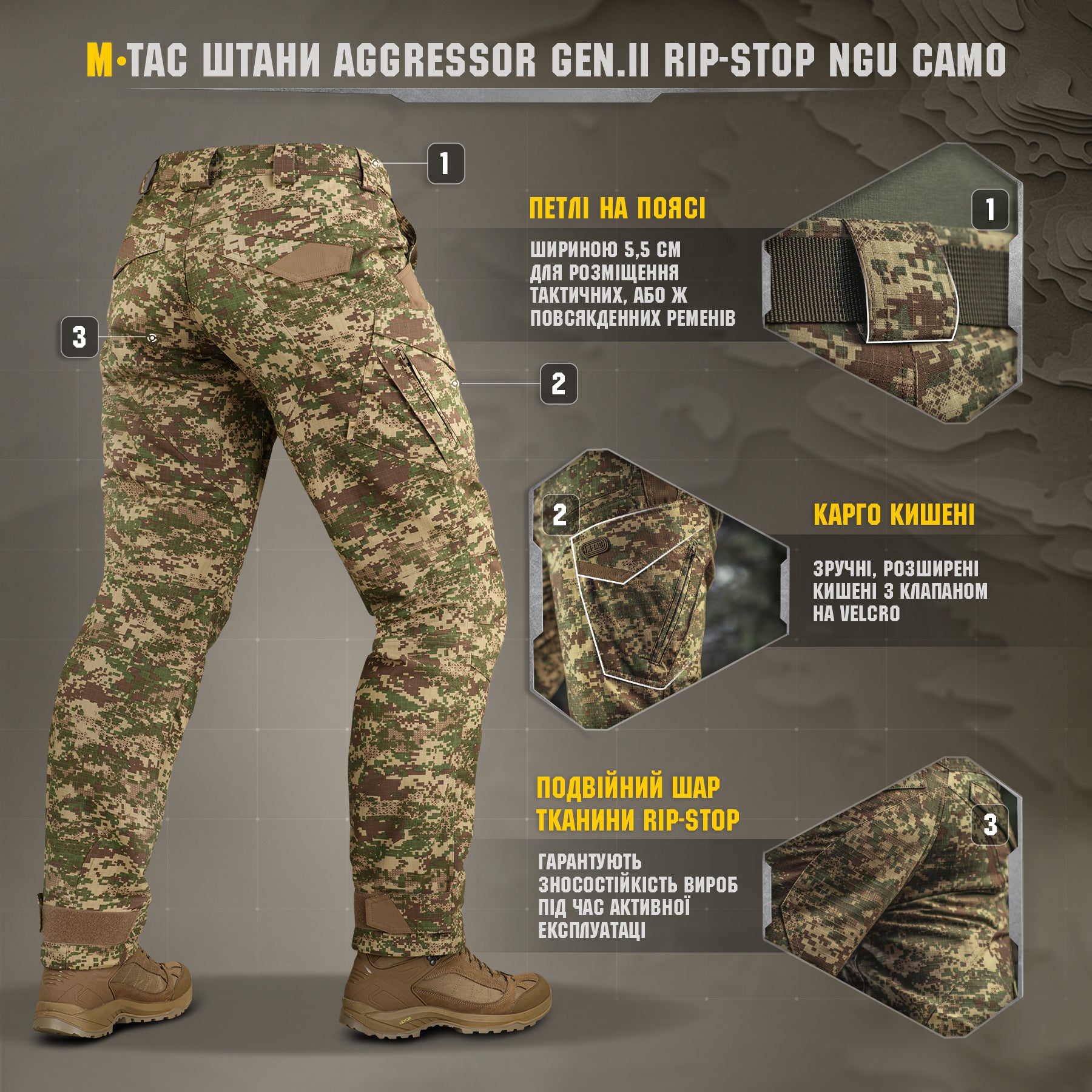 M-Tac штани Aggressor Gen.II Rip-Stop NGU Camo