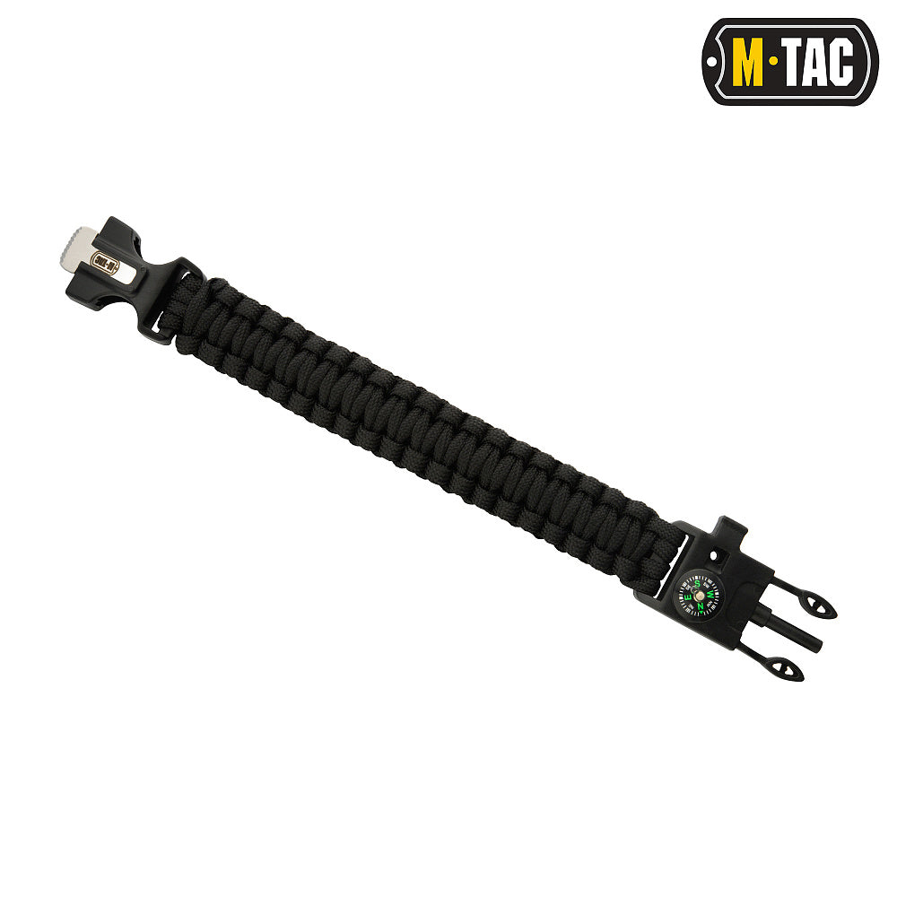M-Tac браслет паракорд з іскровисікателем і свистком Black