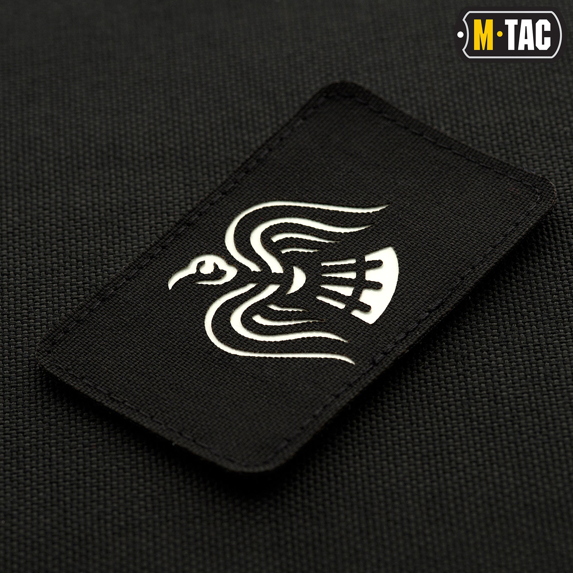 M-Tac нашивка Знамя Ворона Laser Cut Black/світлонакопичувач