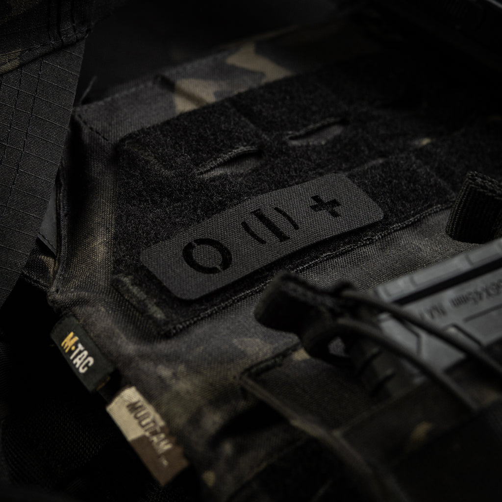 M-Tac нашивка група крові O (I) + наскрізна Laser Cut 25х80 Black