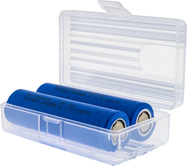 Акумулятори Westinghouse ICR18650F 2500 mAh 3.7V Li-ion набір 2 шт у пластиковому боксі 18650