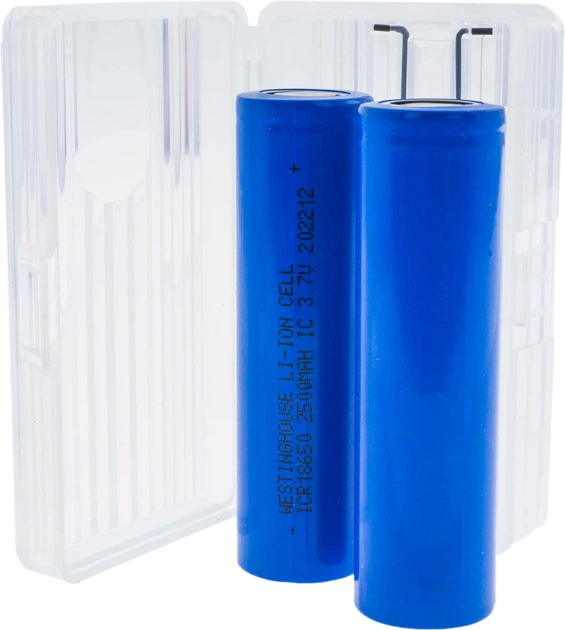 Акумулятори Westinghouse ICR18650F 2500 mAh 3.7V Li-ion набір 2 шт у пластиковому боксі 18650