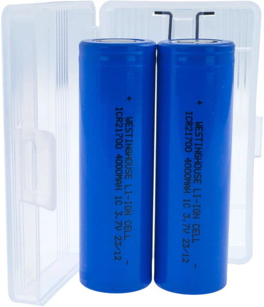 Акумулятори Westinghouse ICR21700 4000 mAh 3.7V Li-ion набір 2 шт у пластиковому боксі 21700