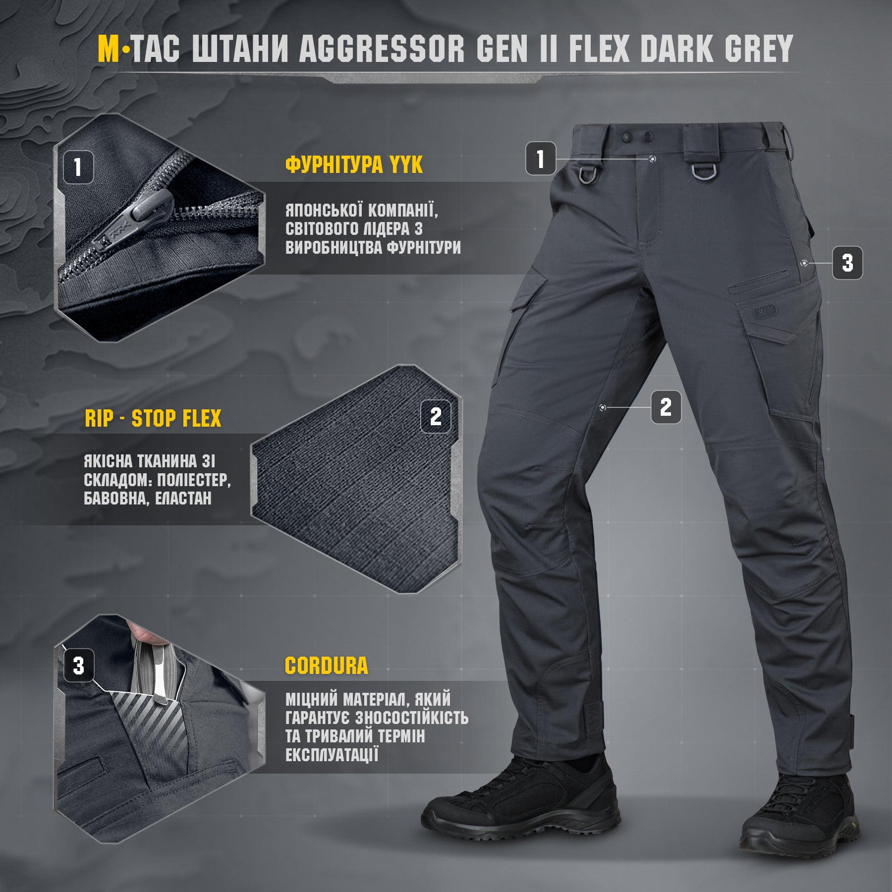 M-Tac штани Aggressor Gen II Flex Dark Grey