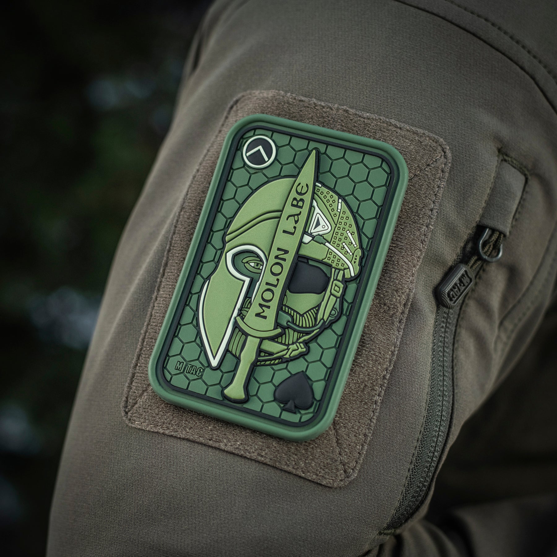 M-Tac нашивка Molon Labe Ace 3D ПВХ олива