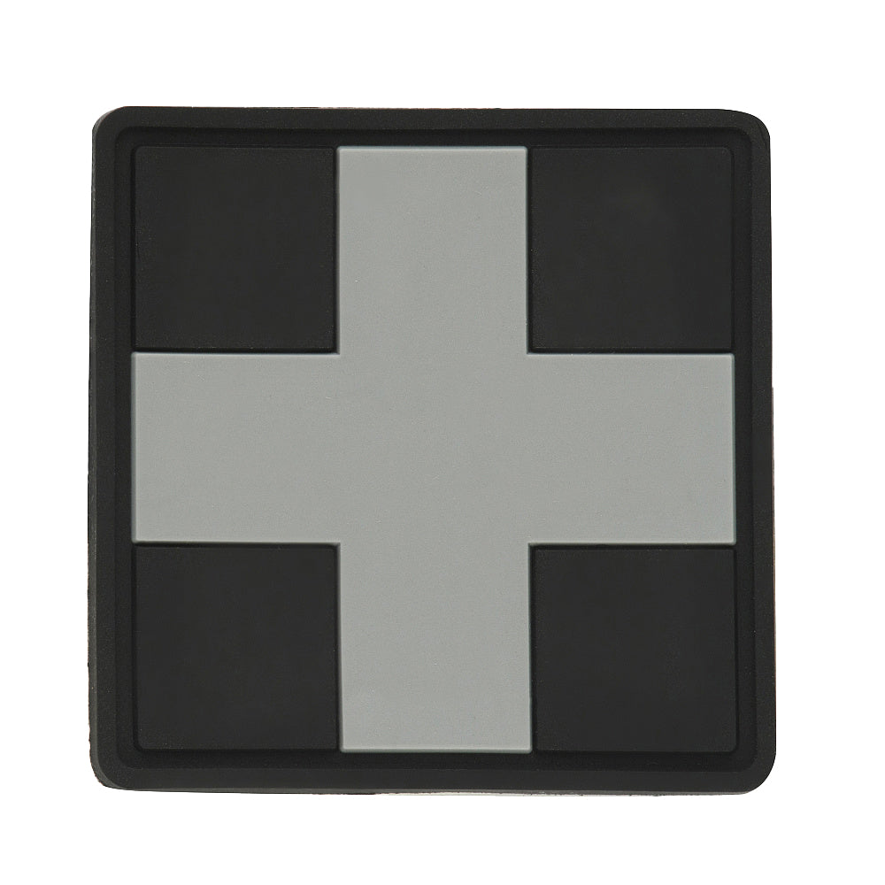M-Tac нашивка Medic Cross Square ПВХ чорний/сірий